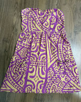 Hinano Tahiti Strapless Mini Tropical Dress Hawaiian Tahitian Purple Yellow Photo 0