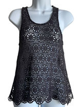 Pins‎ And Needles Womens Crochet Romantic Lace Shell Top XS Brown Indie Festival Photo 0