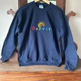 NWOT VNT 90s Embroidered 'Denver' on Gildan Navy Blue Sweatshirt: Size SMALL Photo 0