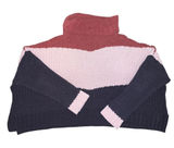 POL Color Block Turtleneck Sweater Women's Small Pink Burgundy Navy Chunky Knit Photo 0