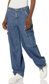 Levis 94 Baggy cotton‎ cinch Jeans Womens Blue Denim Cargo Pockets Size 23 Photo 0