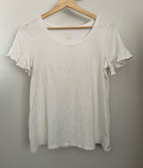 Lilly Pulitzer Small Ruffle Sleeve Scoop Neck Tee White Pima Cotton Preppy Photo 0