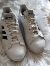 Adidas Womens Grand Court Base Athletic Shoes Size 6 Cloud White Black EE7968 Photo 0
