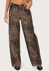 Edikted Leopard Printed Low Rise Baggy Jeans Photo 0
