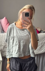 Oversized Gray Cropped T Photo 0