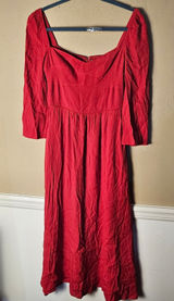 Reformation Womens Red Smocked Back Midi Dress‎ 0 Photo 0