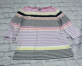 Christopher & Banks Striped Top‎ 3/4 Sleeve Knit T-Shirt Colorful Stripes L Photo 0