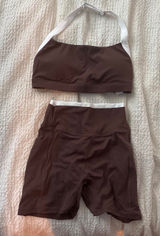 xs brown double layer workout set Photo 0