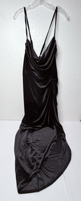 SHEIN Bae Black Dress Velvet Spaghetti Strap 2XL Plus Prom Ruched Stretch New Photo 0
