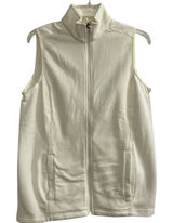 Lands' End Women's‎ Ivory Fleece Zip-Up Vest Size S Casual Fall Side Pockets Photo 0