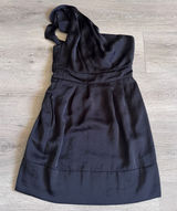 BCBGeneration Womens Black One Shoulder Ruffle Cocktail Mini Dress Sz 2 XSmall Photo 0