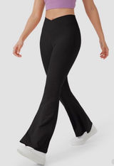 Halara Crossover High Waisted Flare Leggings Yoga Pants Black Size Small New Photo 0