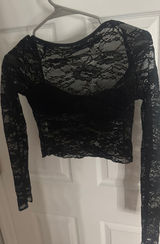 Black Lace Long Sleeve Edikted Top Photo 0