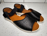 Bernie Mev Havana Quarter Strap Black Woven Platform Sandals Open‎ Toe 42 or 11 Photo 0