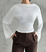 White V-neck backless top Photo 0