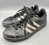 Adidas Womens 7 Sneakers Black Gold Stripes Lace Up Shoes Casual Workout Gym Photo 0