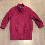 Vintage Alectra Magenta Pink Boucle Wool Blend Funnel Neck Coat Made in USA Photo 0