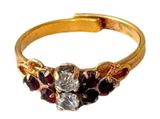 Vintage Sarah Coventry Elegant Gold Red Burgundy Gemstone Adjustable Ring Photo 0