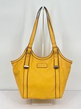 Nicole Miller New York Mustard Sun Yellow Pebbled Hobo Shoulder Tote Bag Photo 0