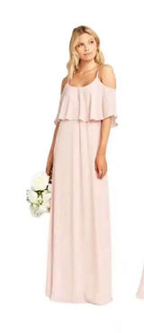 Show Me Your Mumu Caitlin Ruffle Maxi Dress/ Bridesmaid Blush Size L Photo 0