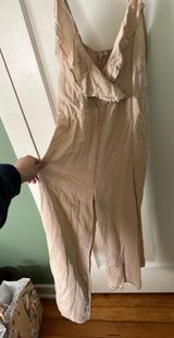 Tan Linen Jumpsuit Size L Photo 0