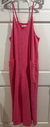 Simply Southern Women’s Pink Sleeveless Knit Jumpsuit with Pockets size Large Photo 0