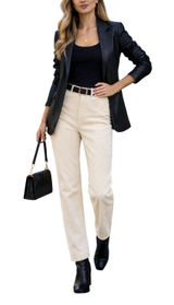 Stuffed Jeans Pale Yellow Corduroy Straight Leg Pants Size 9 Vintage (modern XS) Photo 0