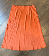 Silk Women's Orange A-Line Midi Skirt Large - C30-030 Photo 0