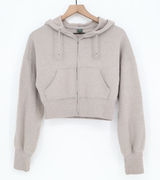 Wild Fable Hoodie Womens S Cropped Zip Up Tan Fleece Long Sleeve Good Photo 0