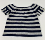 Madewell Shirt Womens Small Blue Off The Shoulder Striped‎ Jersey Knit Cotton Photo 0