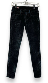 True Religion Casey Jeans Sz 25 Black & Blue Snakeskin Skinny‎ Stretch Photo 0