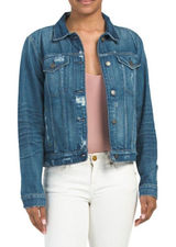 HUDSON Women’s Classic Trucker Denim Jean Jacket Distressed Blue Size S NWOT Photo 0