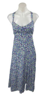 NEW Zara Women's Blue Floral Sleeveless Slit Midi Tank A-Line Slip Dress Size XS Photo 0