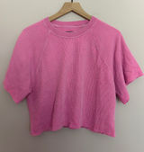Aerie Lightweight Ribbed Crop T-Shirt Pink Small Photo 0