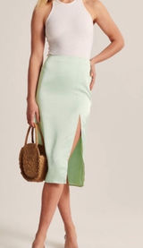 Abercrombie & Fitch Light Green Midi Satin Skirt with Slit Size XXSP Photo 0