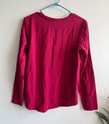 Lululemon Womens Long Sleeve Crew Neck Top Berry Pink Curved Hem Activewear 3869 Photo 0
