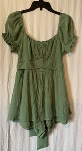 Trixxi Sage Green Tiered Ruffle Dress Romper XL Photo 0
