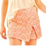 Lilly Pulitzer Marii Seashell Eyelet Mini Skirt Skort Neon Orange Size 4 EUC Photo 0