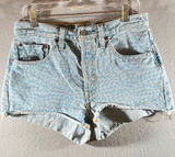 743 | Levi's 501 150th Anniversary Cheetah Print Denim Cutoff Shorts 30 Photo 0