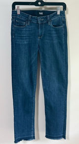 PAIGE Miki Straight Jeans In Merrick released Raw Hem Size 27 Dark Wash Photo 0