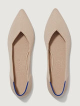 Rothys The Point Ecru Sand Beige Pointed Toe Knit Flats Women 7.5 Tortoise Sole‎ Photo 0