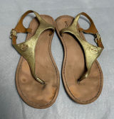Coach Cheyanne Metallic Gold Textured Leather Thong Sandals G3161 Womens 6B Photo 0