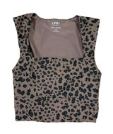 YPB SculptLUX XS Leopard Print Crop Top Square Neck Athleisure Gym Y2K Photo 0