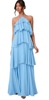 Ruffle Maxi Dress Blue Photo 0