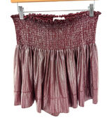 Queen of‎ Sparkles Burgundy Metallic Smocked High Waist Shorts L Gameday Party Photo 0