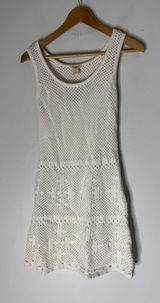 Sundance Crochet Dress‎ Size Small White Mini Sleeveless Cotton Slip Lining Photo 0