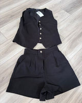 PrettyGarden Women Black 2 Piece Vest and Shorts Set Suit Size XS NWT Photo 0