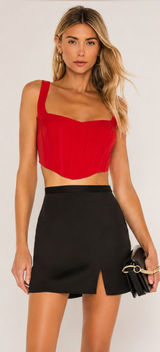 Bardot Fire Red Mini Corset‎ Bustier Crop Top Coquette Feminine Party Going Out Photo 0