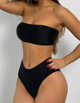 Black Bandeau High Waisted Bikini Set Photo 0