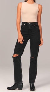 Abercrombie & Fitch A&F Curve Love ‘90s Straight Ultra High Rise Black Jeans 24 Photo 0